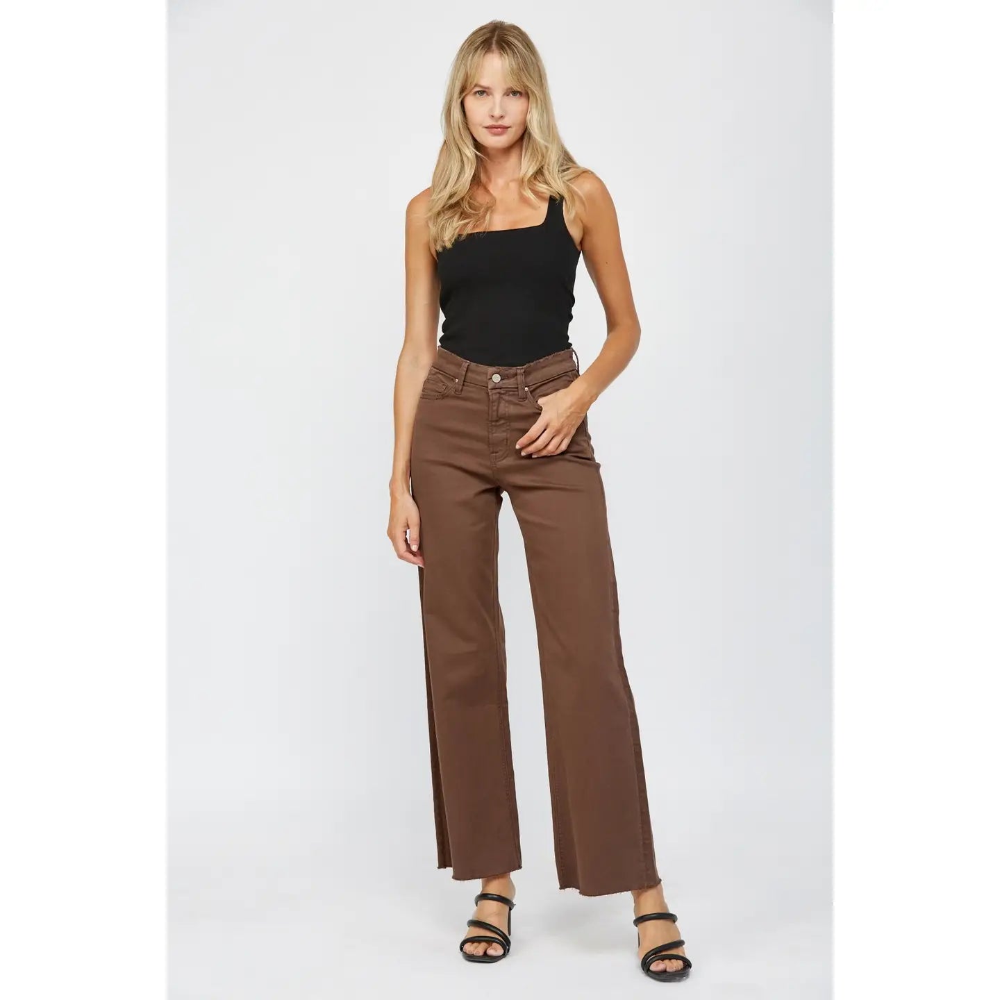 Mica Birch Stretch High Rise Wide Leg Jeans