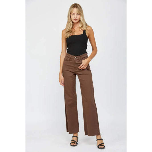 Mica Birch Stretch High Rise Wide Leg Jeans