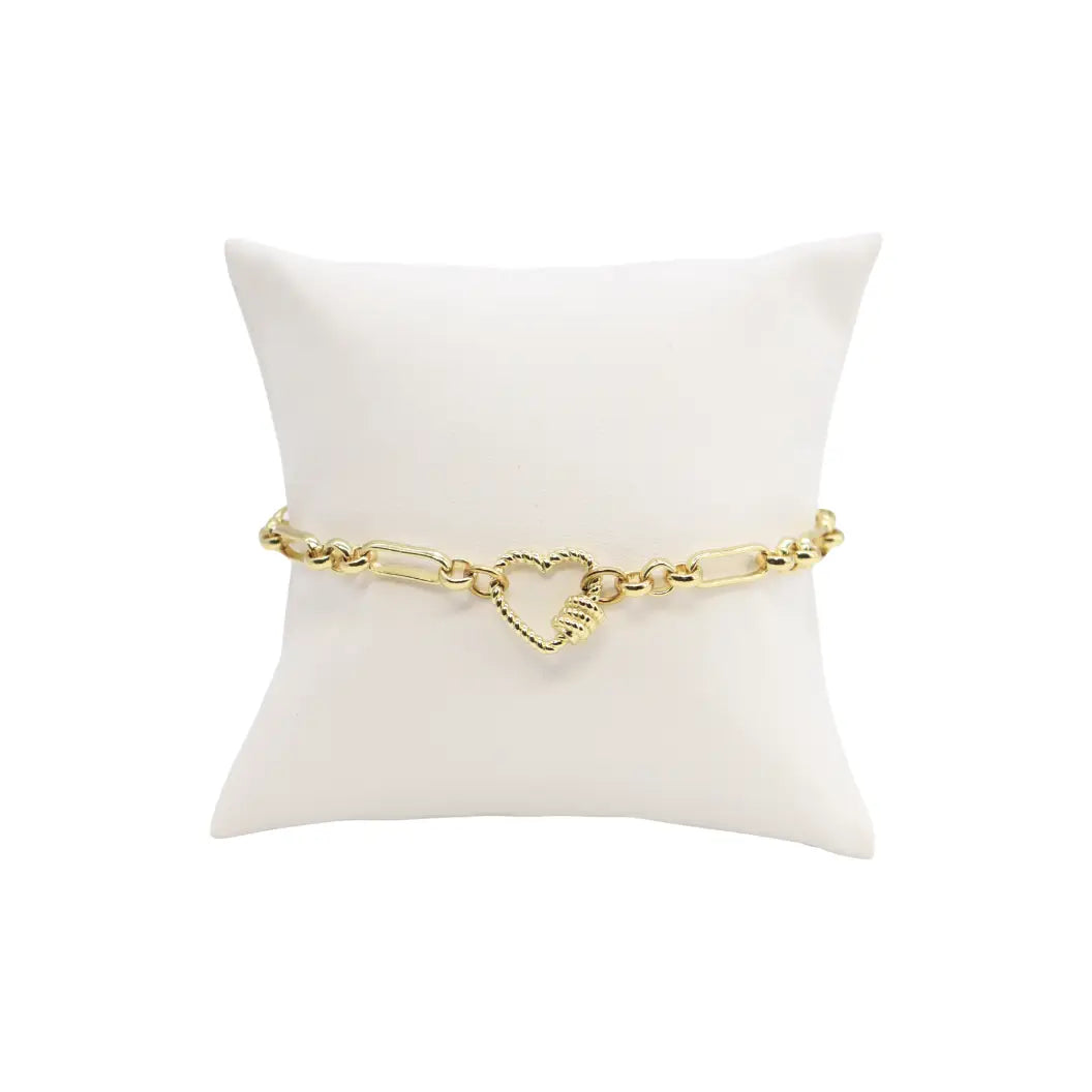 Gold Anna Charm Bracelet With Heart Bella Carabiner