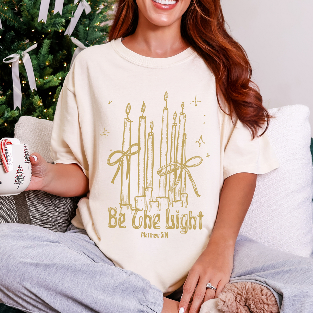 Be the Light Comfort Colors Christian Christmas T-Shirt