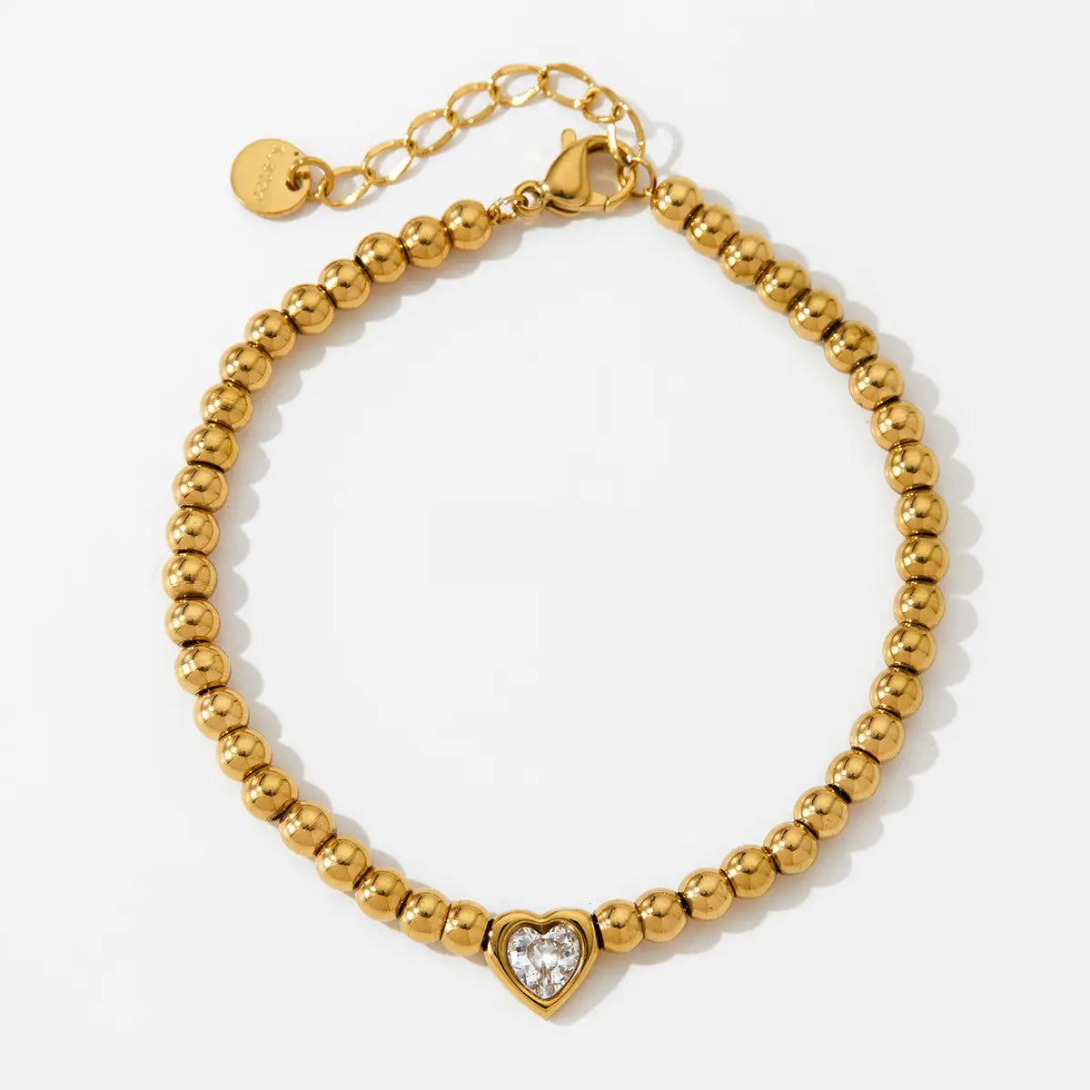 Gold Heart Pendant Bubble Bead Bracelet