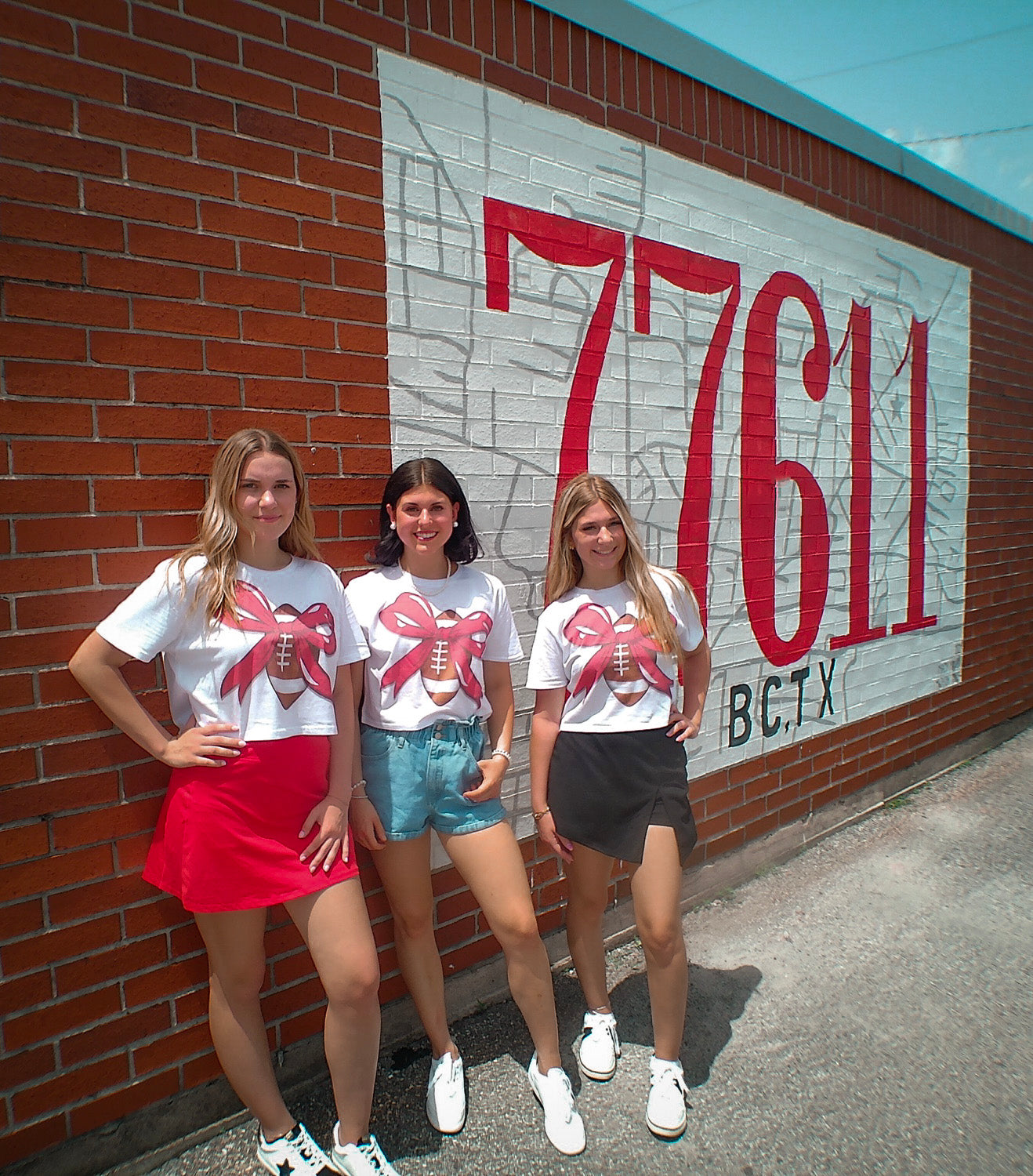 Football Red Bow Crop Tee
