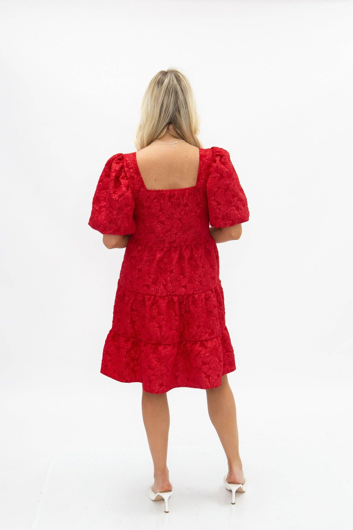 Dolly Doll Jacquard Dress In Dark Red