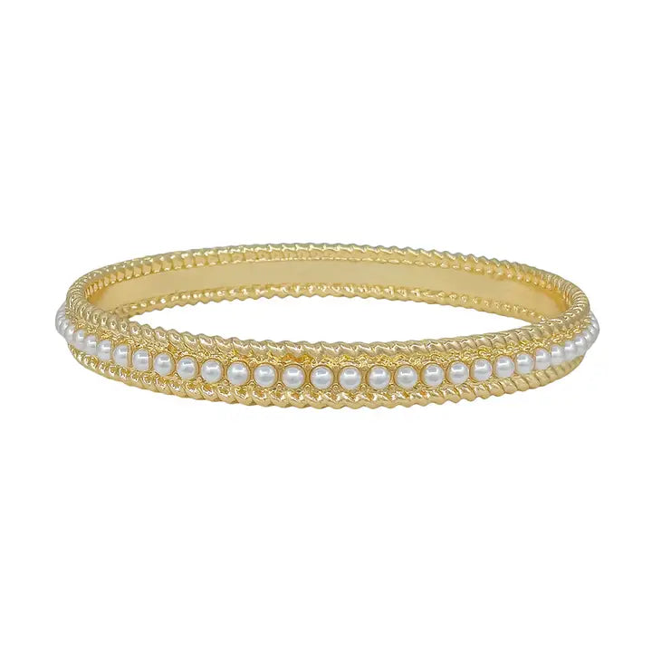 Gold & Pearl Bangle Bracelet