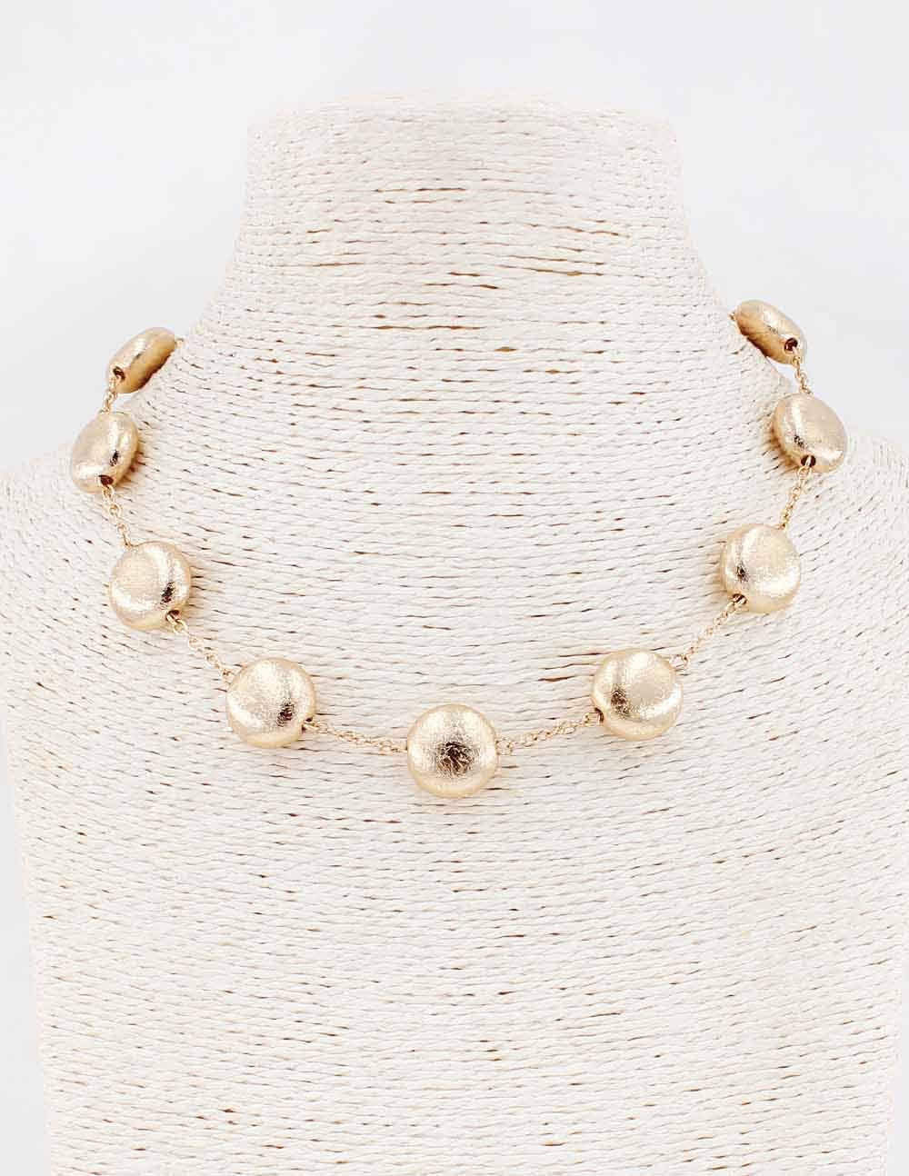Gold Flat Beaded 16" Necklace