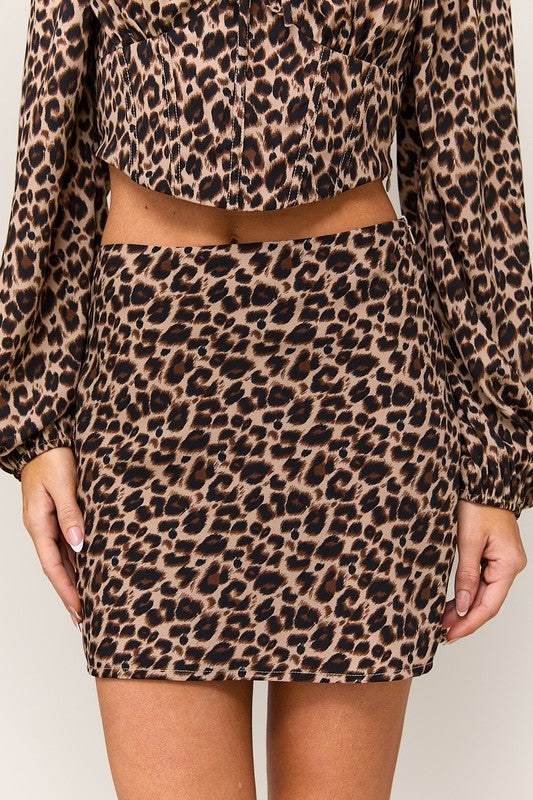 Smocked Leopard Top and Skirt Set