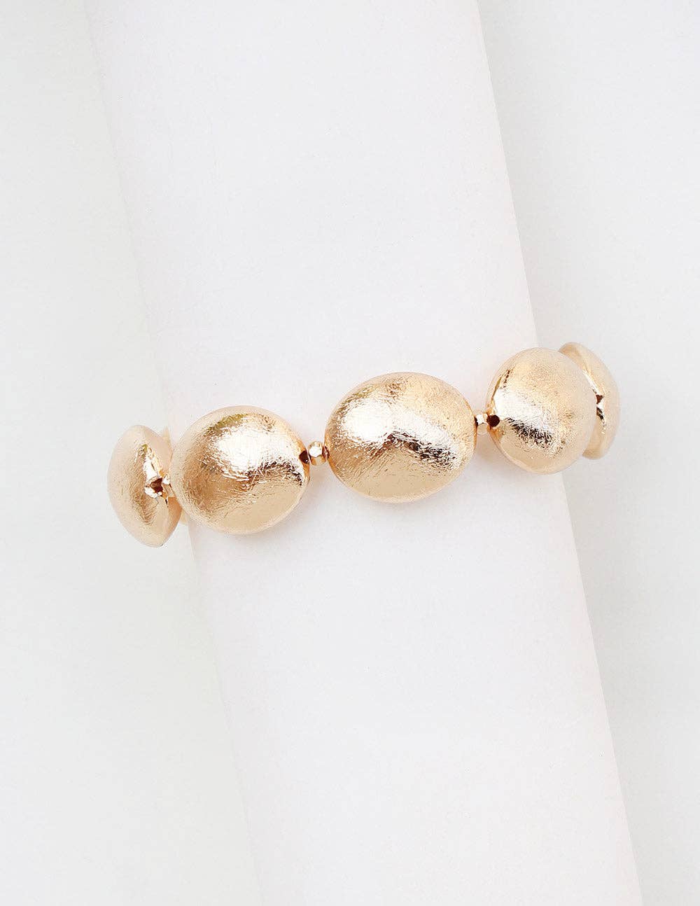Gold Flat Beaded Stretch Bracelet