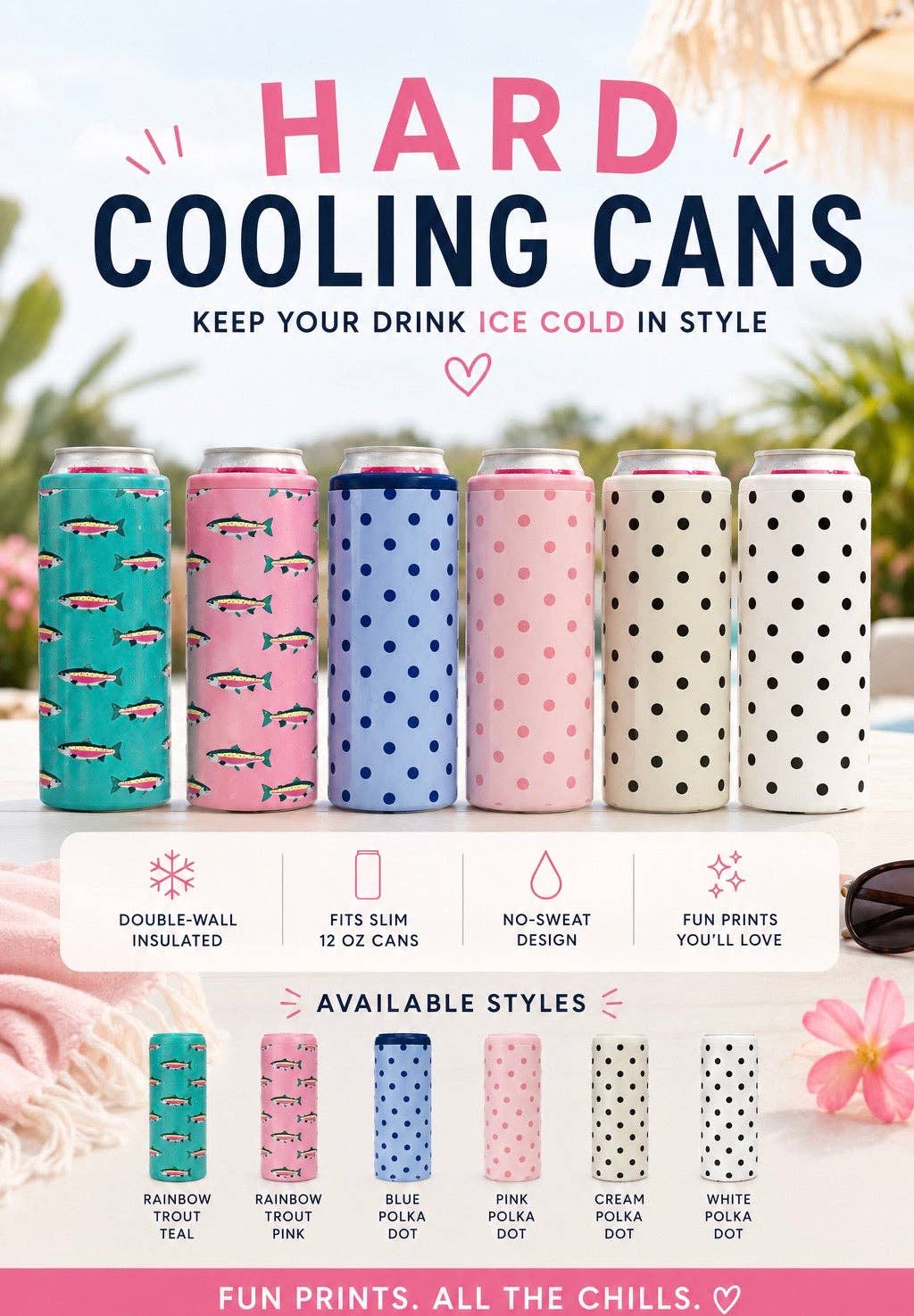 Hard Cooling Can in Cream Polka Dot