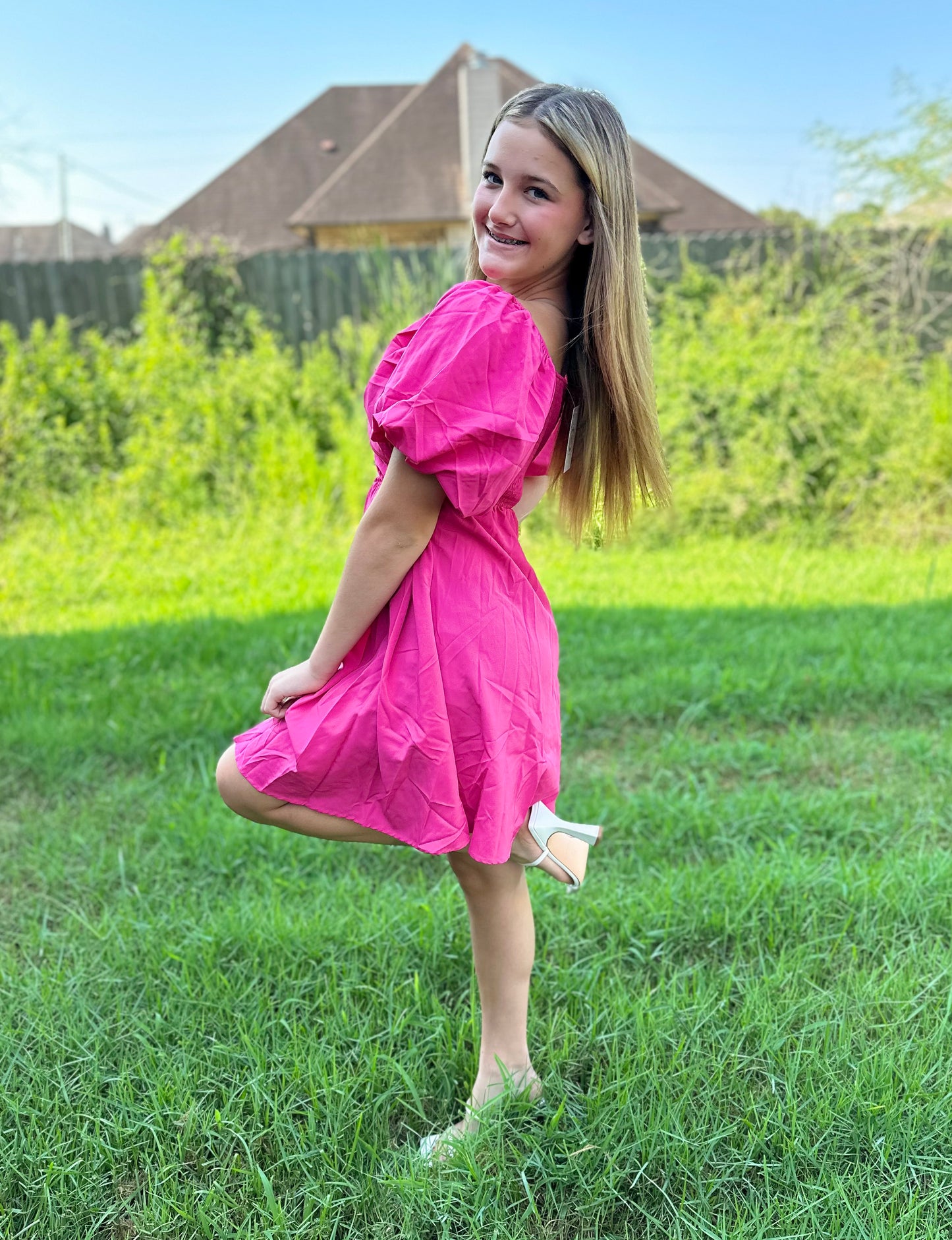 Pink Off-Shoulder Mini Dress