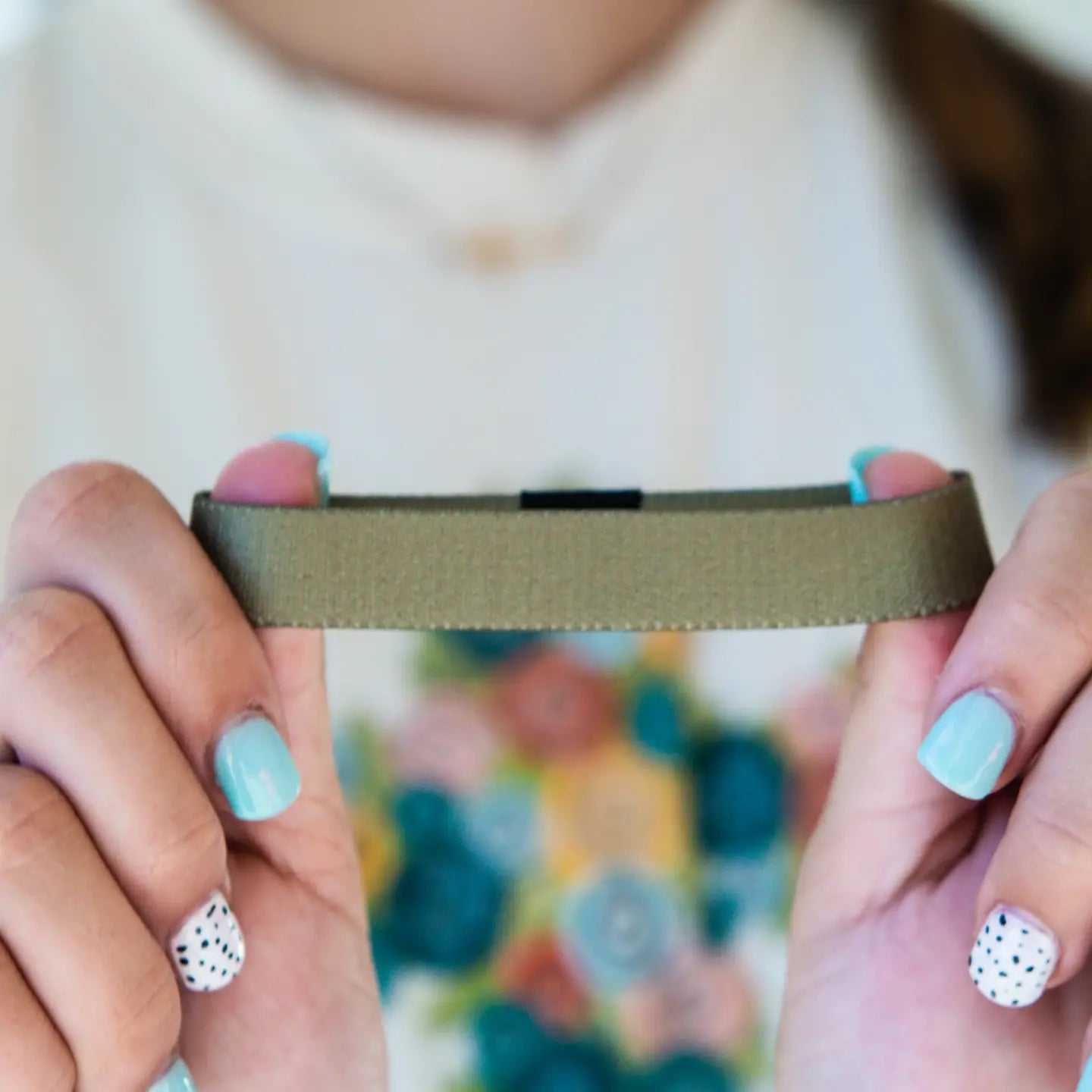 Olive with Black Cross Stretch Bracelet