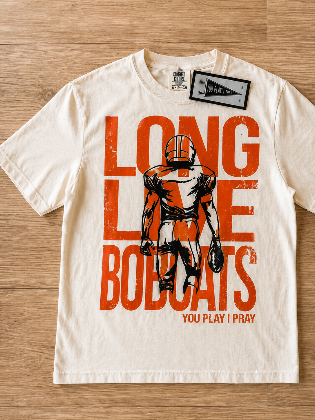 YPIP Long Live Bobcats - Cream CC Boxy Crop