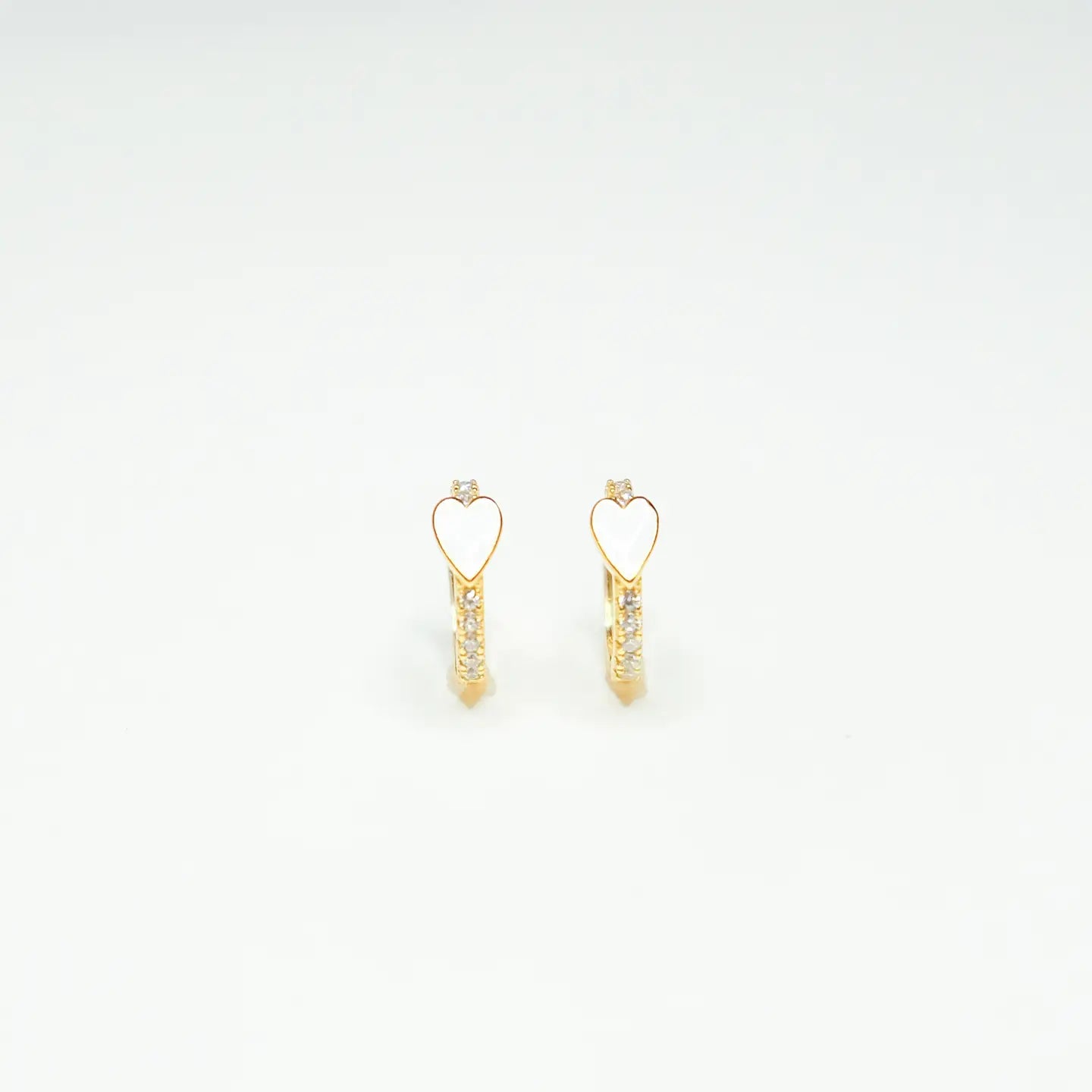 Pave Heart Huggie Earrings