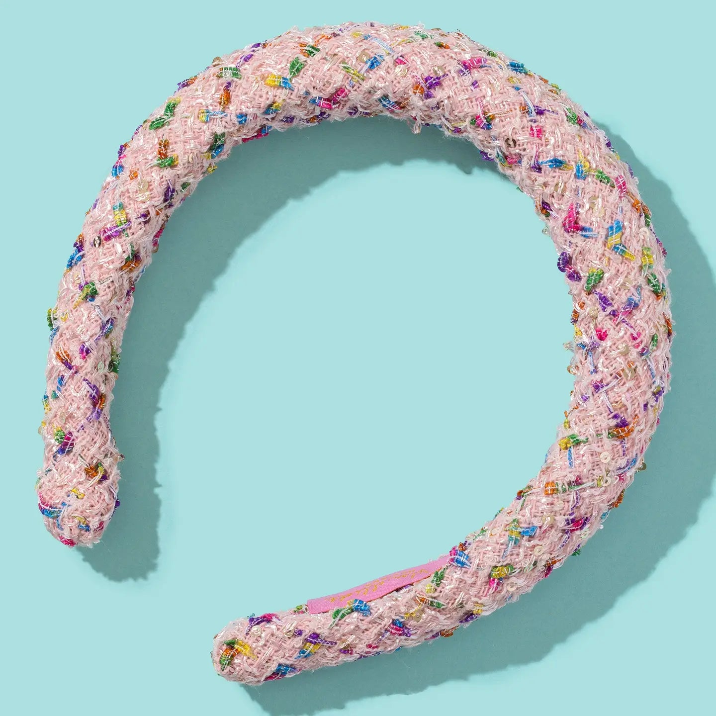 Tweed Pink + Rainbow Padded Headband