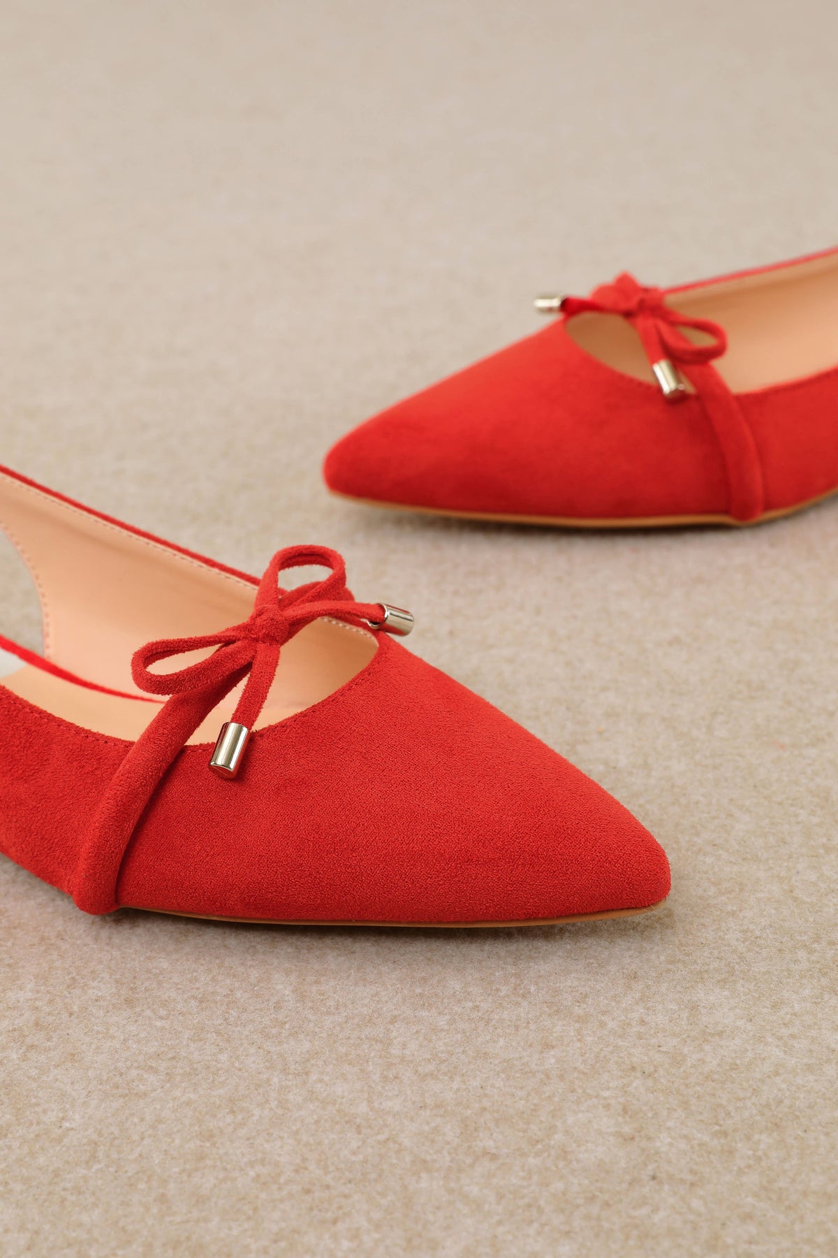Red Pointed Toe Slingback Flat