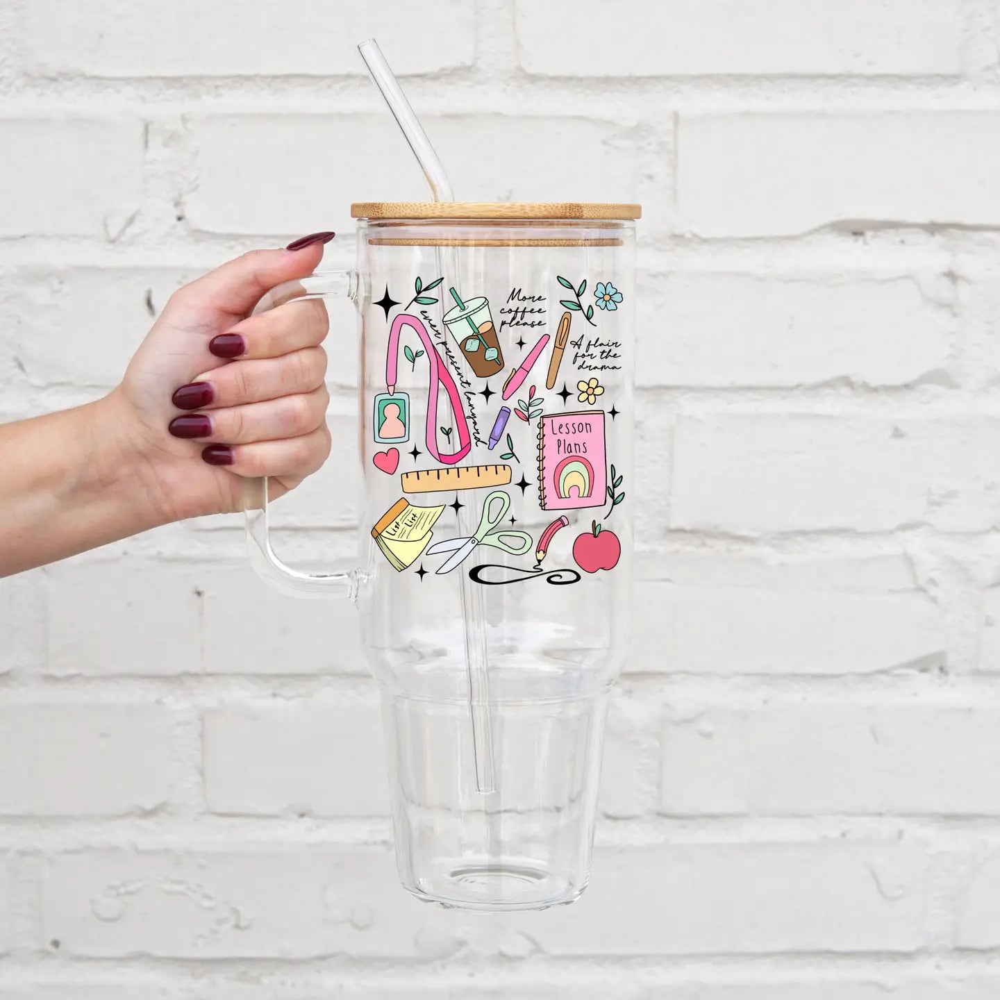 Teacher 40oz Glass Tumbler