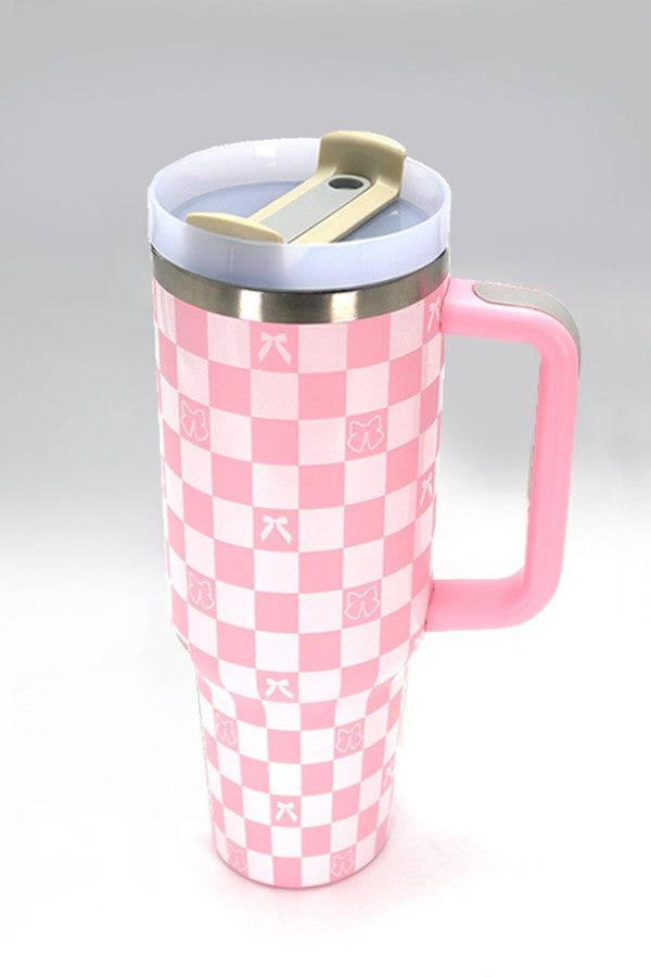 40oz Stainless Steel Checker Bow Tumbler
