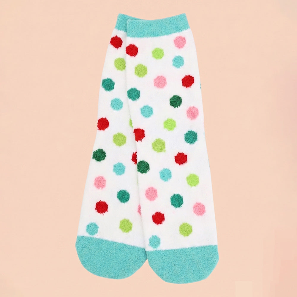 Cozy Pastel Christmas Pattern Soft Crew Socks