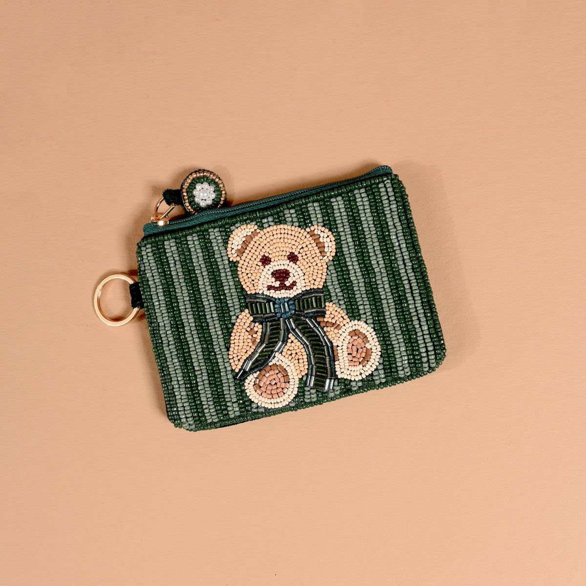 Handcrafted Beaded Pouch - Teddy Bear Theo