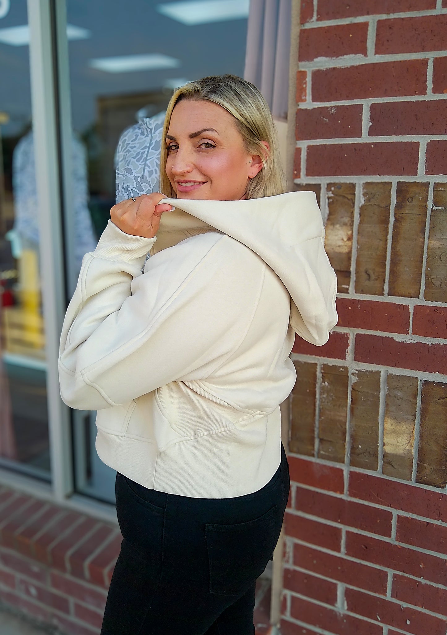 Half Zip Crop Hoodie