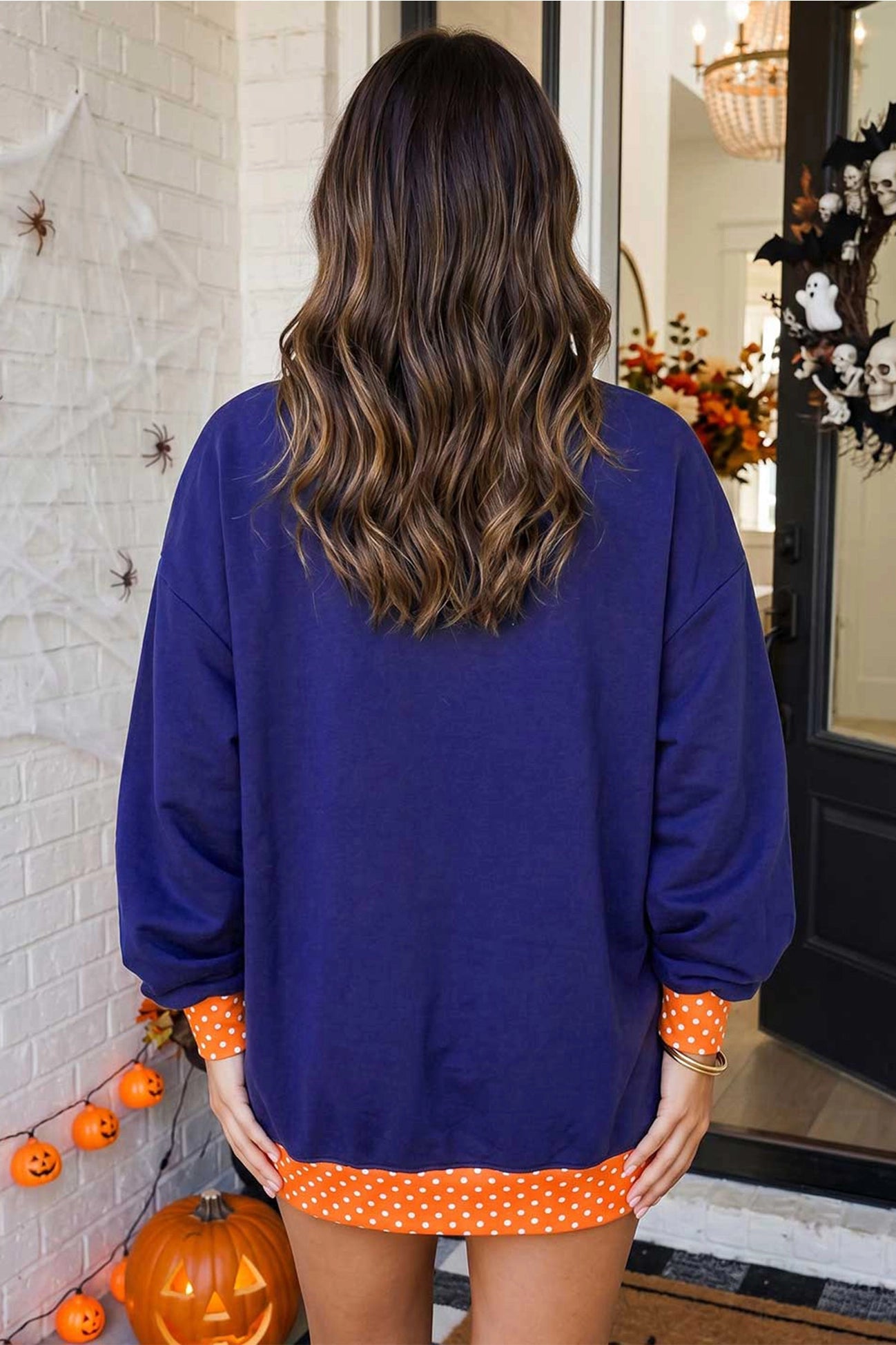 Polka Dot Pumpkin Mock Neck