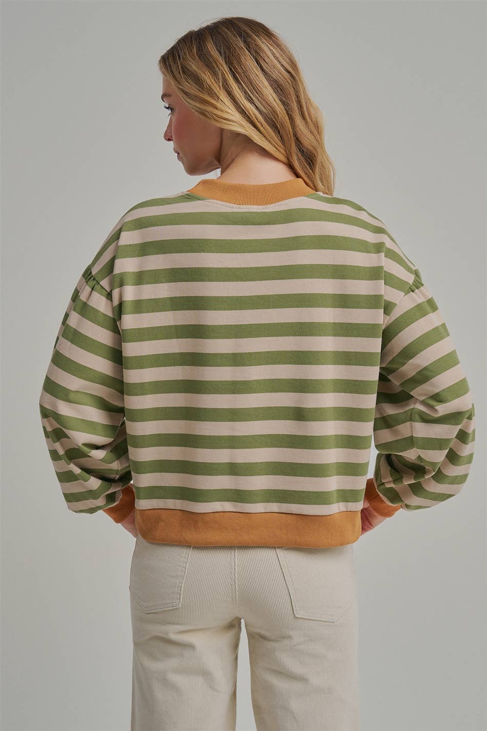 Pumpkin Striped Sweater with Color Block
