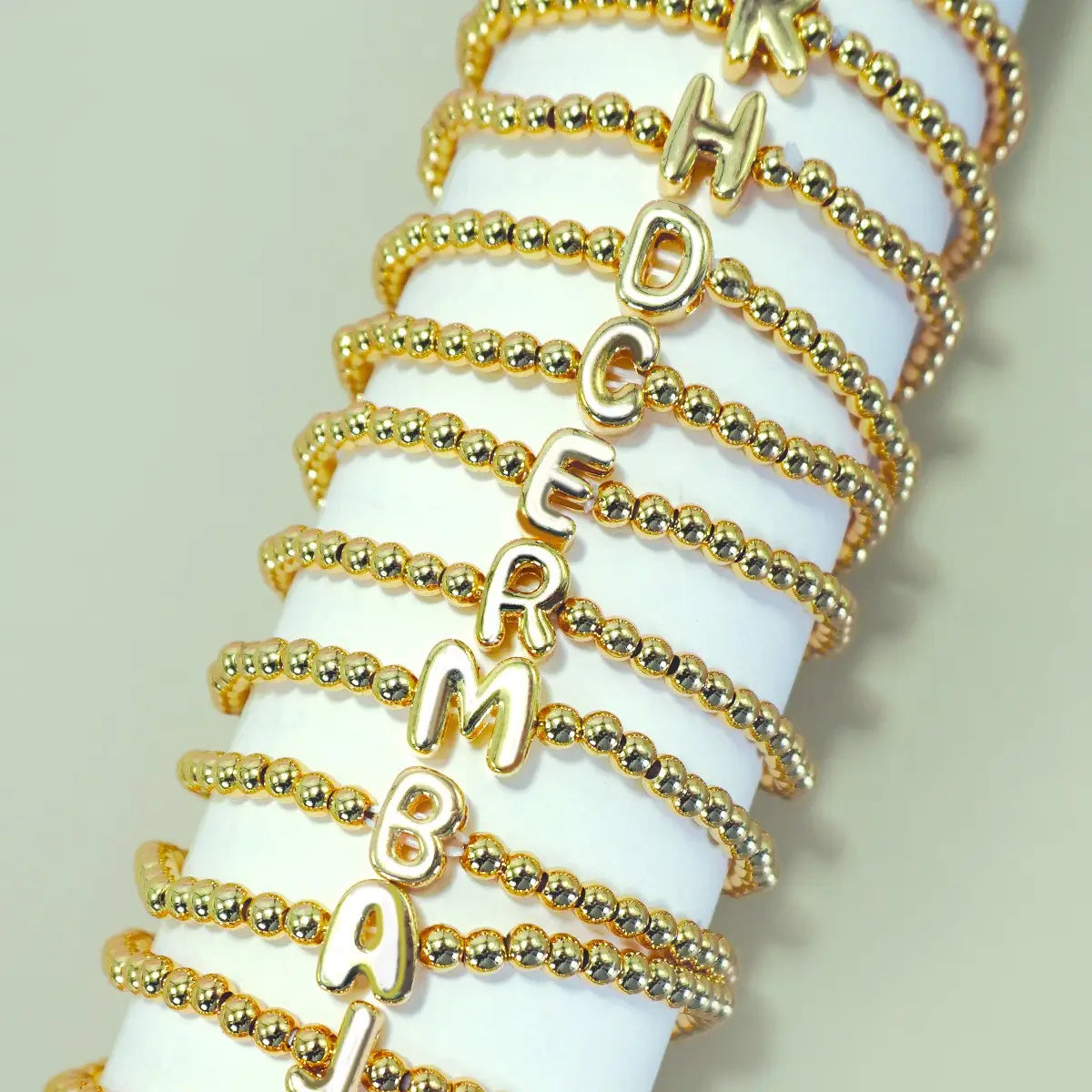 Gold Bubble Initial Stretch Bracelet