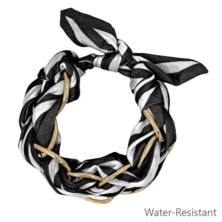 Black & White Gold Chain Tie Bracelet