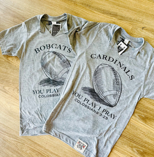 You Play I Pray V-Neck Spirit Tee