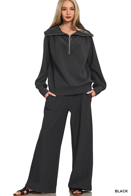 Ribbed Half Zip Pullover & Pants Set