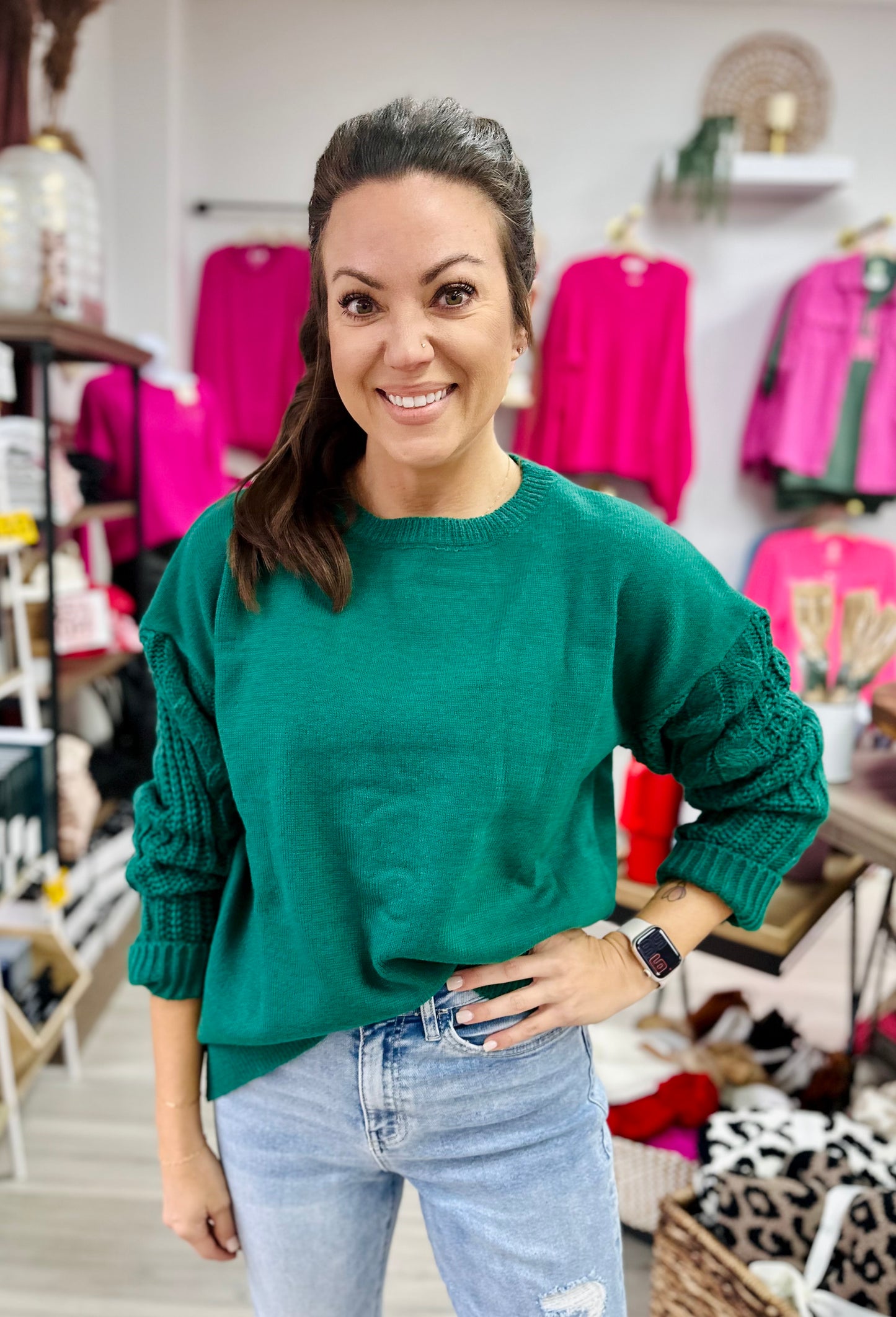 Green Knitted Top Sweater