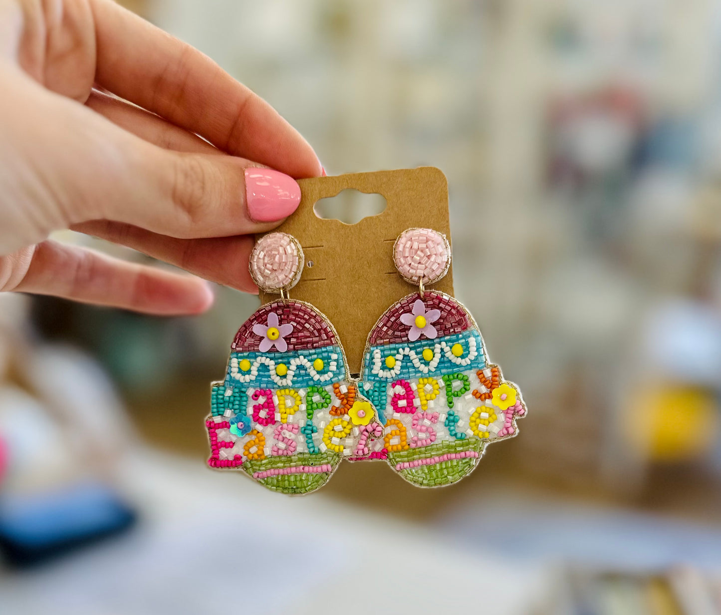 Happy Easter Beaded Earrings