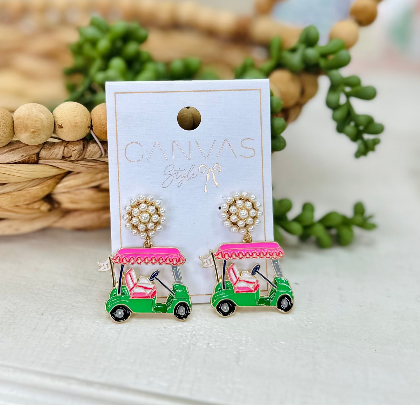 Canvas Style Golf Cart Earrings