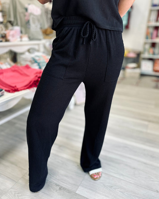 Black Corded Casual Pants