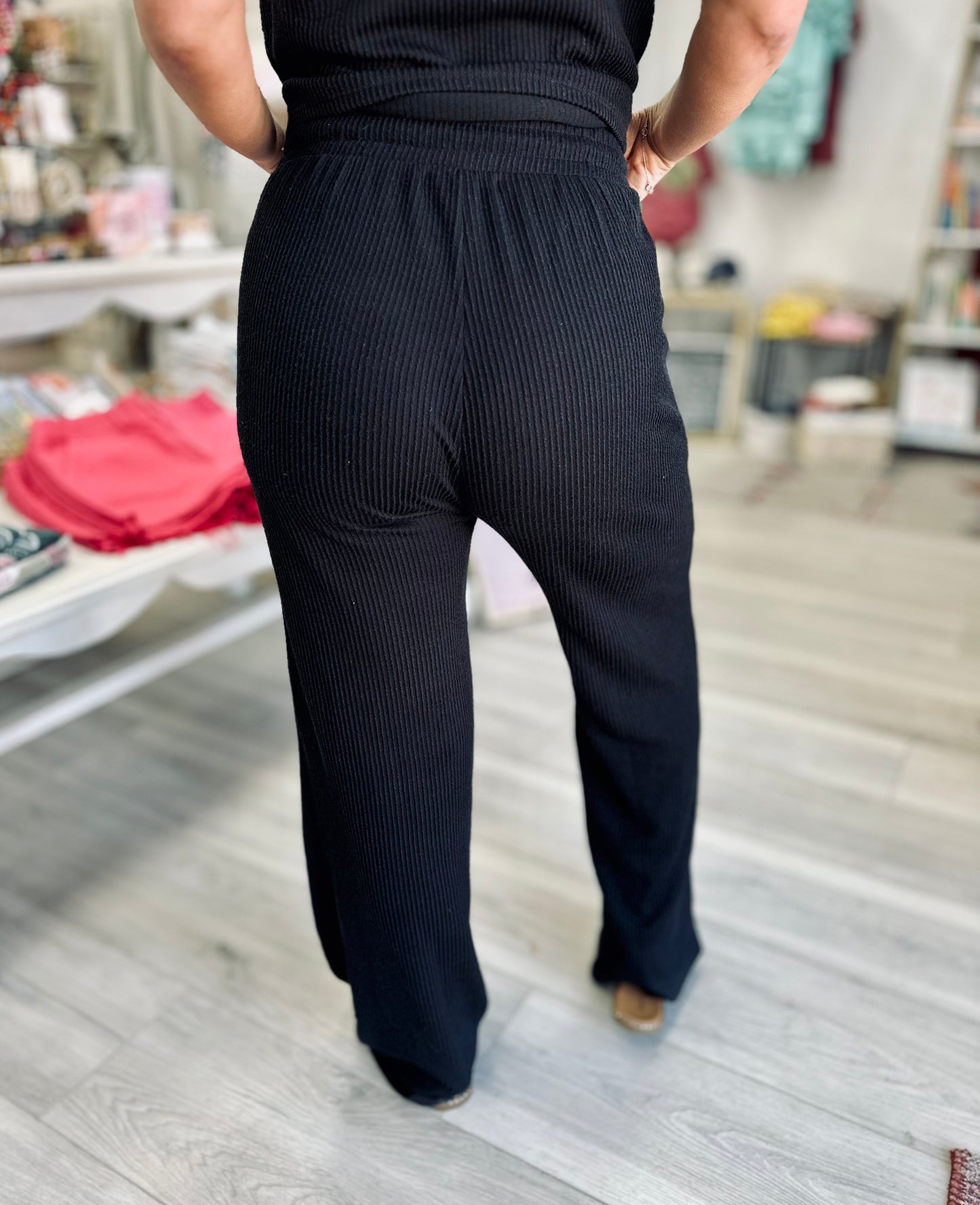 Black Corded Casual Pants