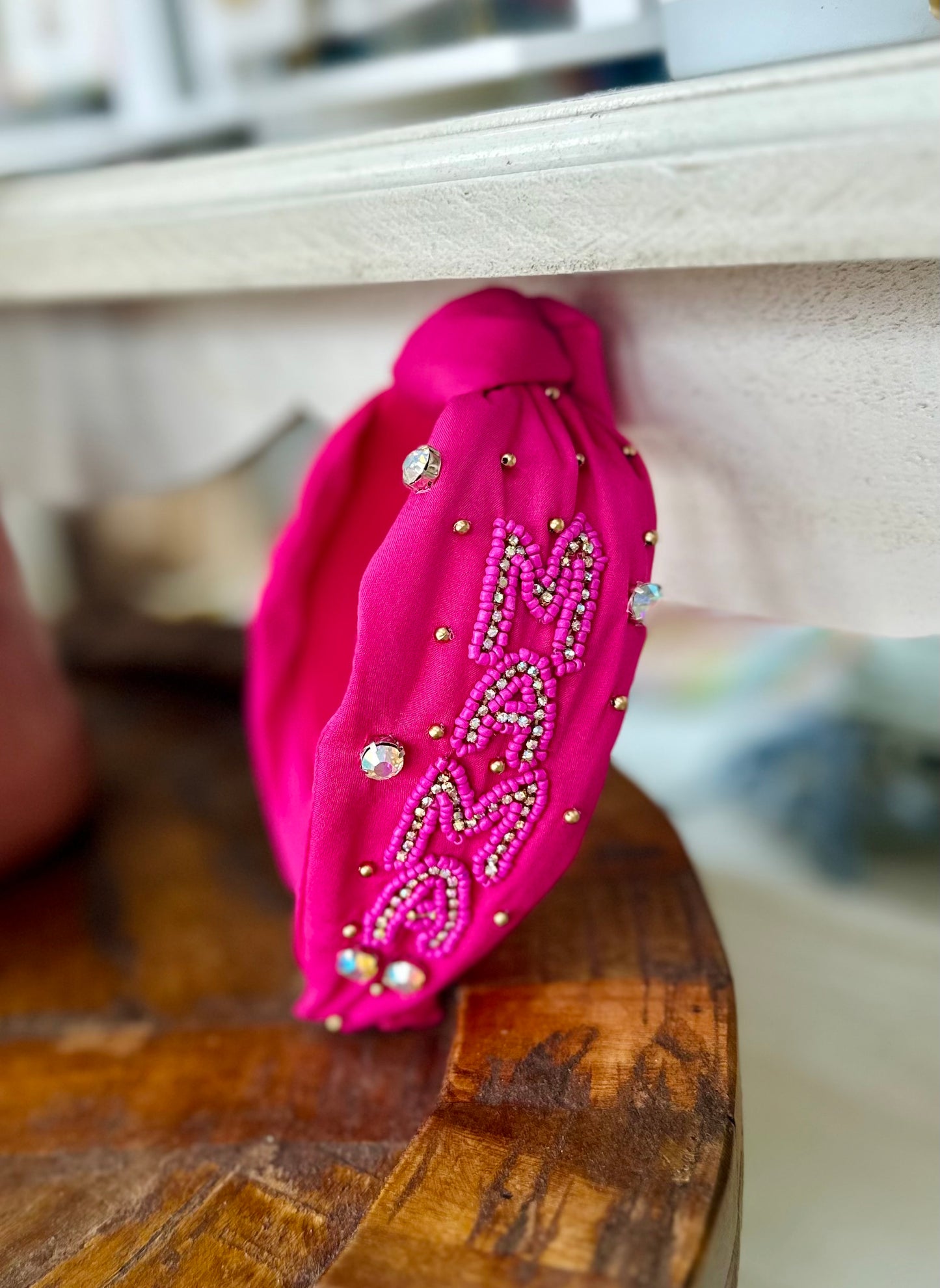 Mama Pink Beaded Headband