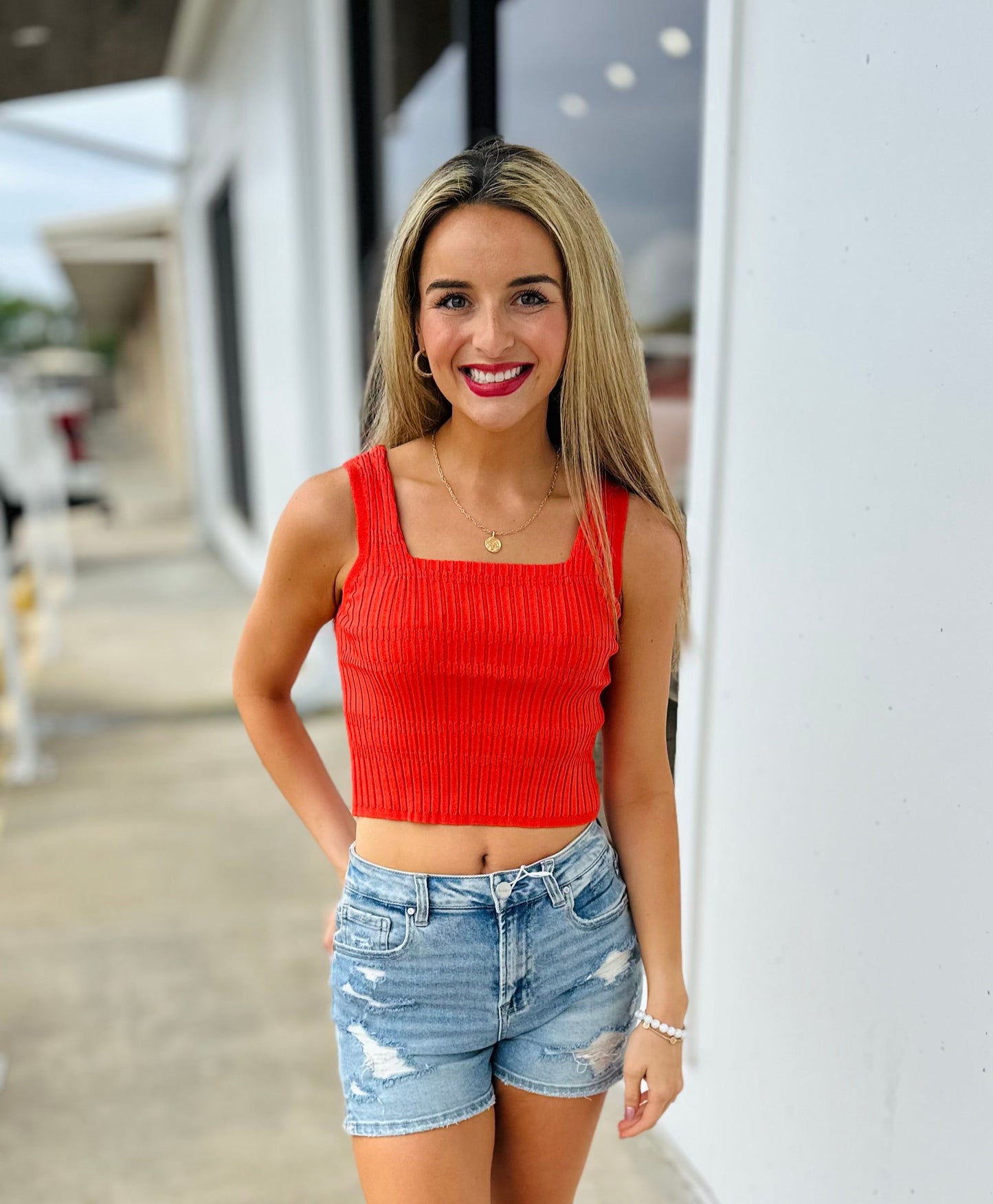Square Neck Techno Rib Tank