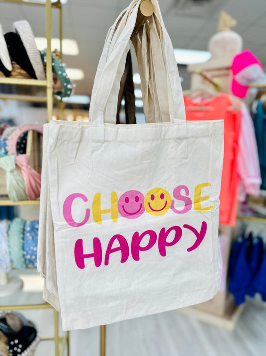 Choose Happy Canvas Tote Bag