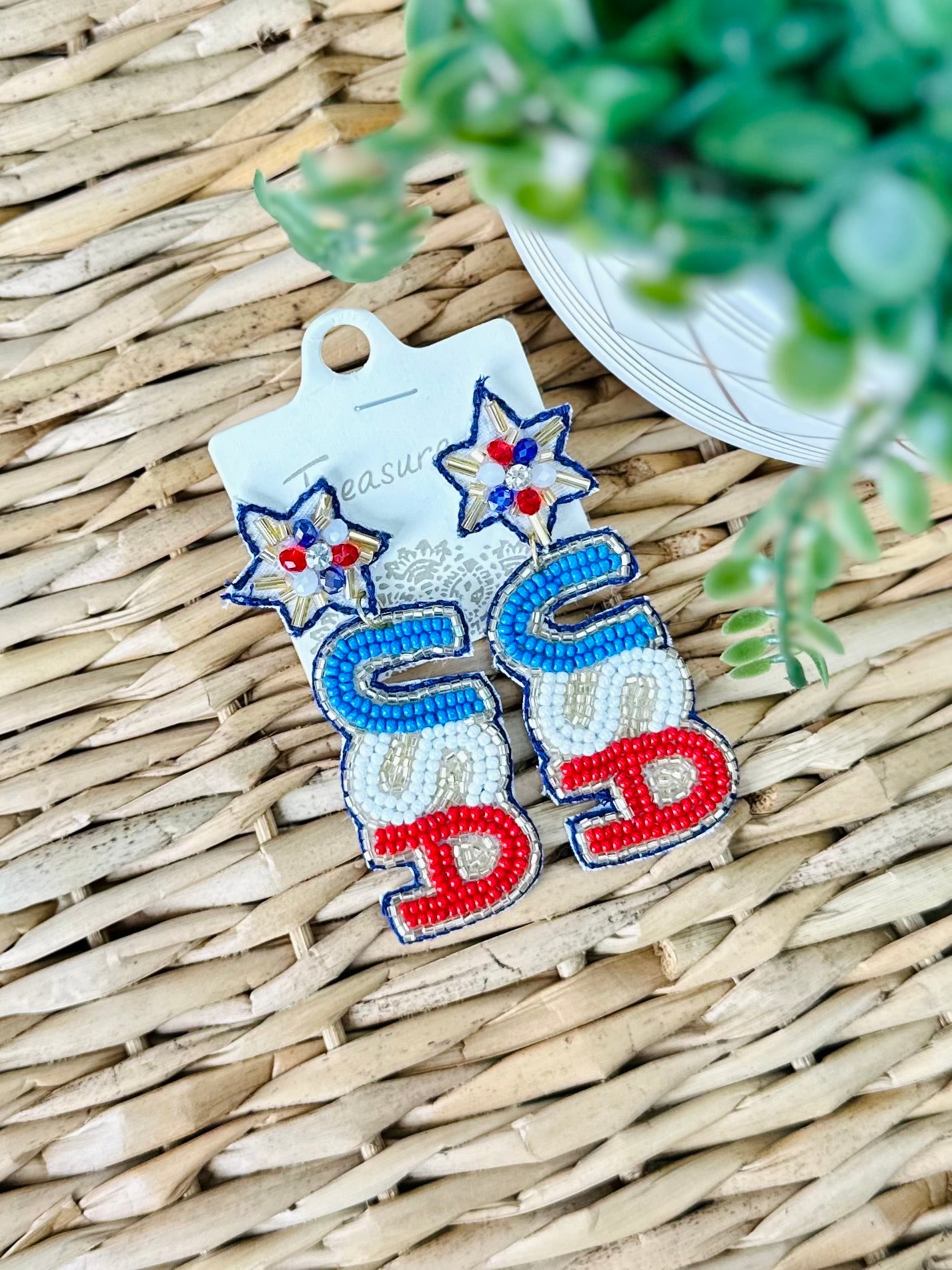 USA Star Beaded Earrings