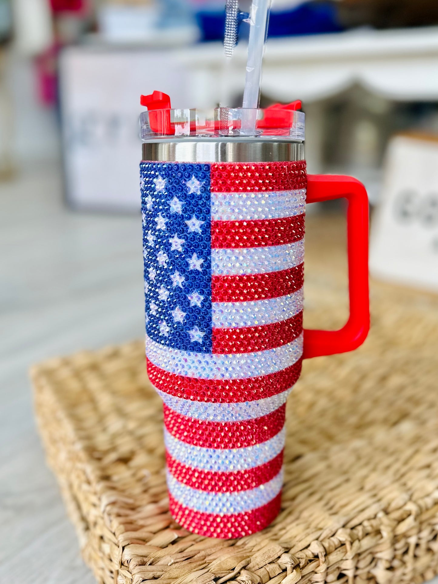 American Flag Rhinestone 40oz Tumbler