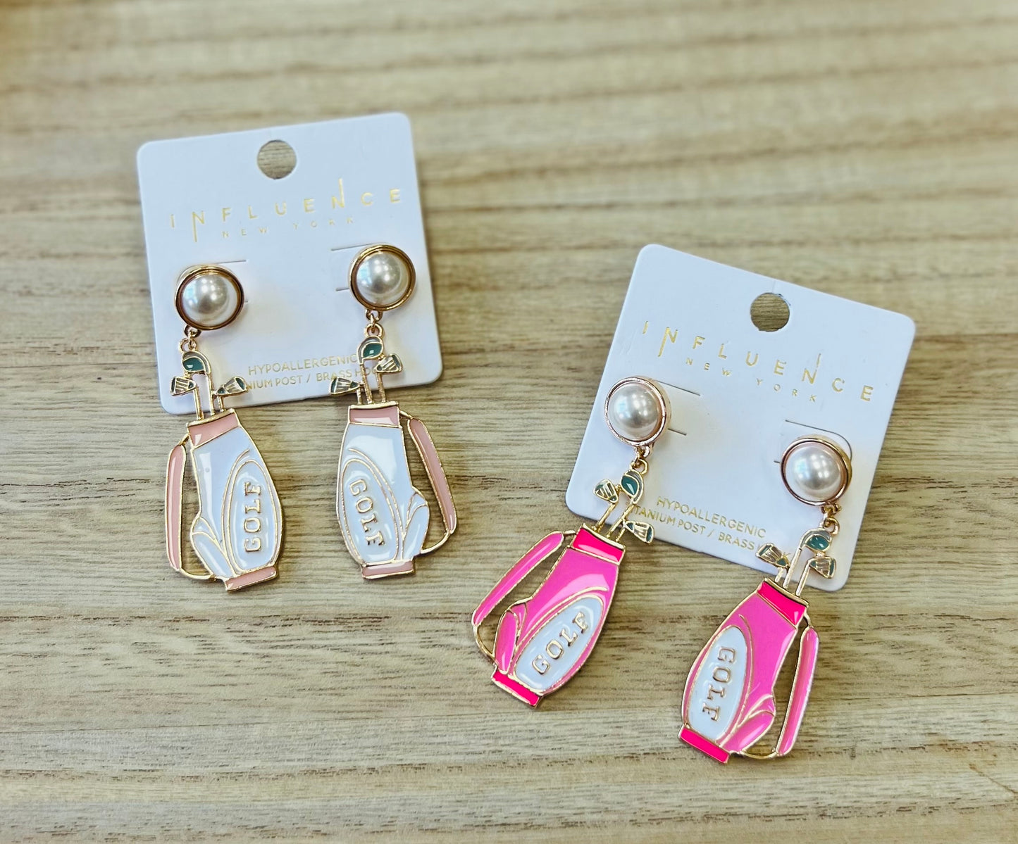 Golf Bag Pearl Drop Earrings