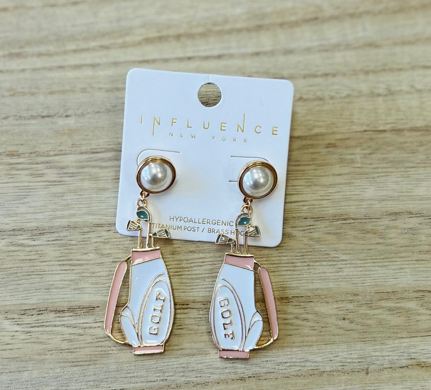Golf Bag Pearl Drop Earrings