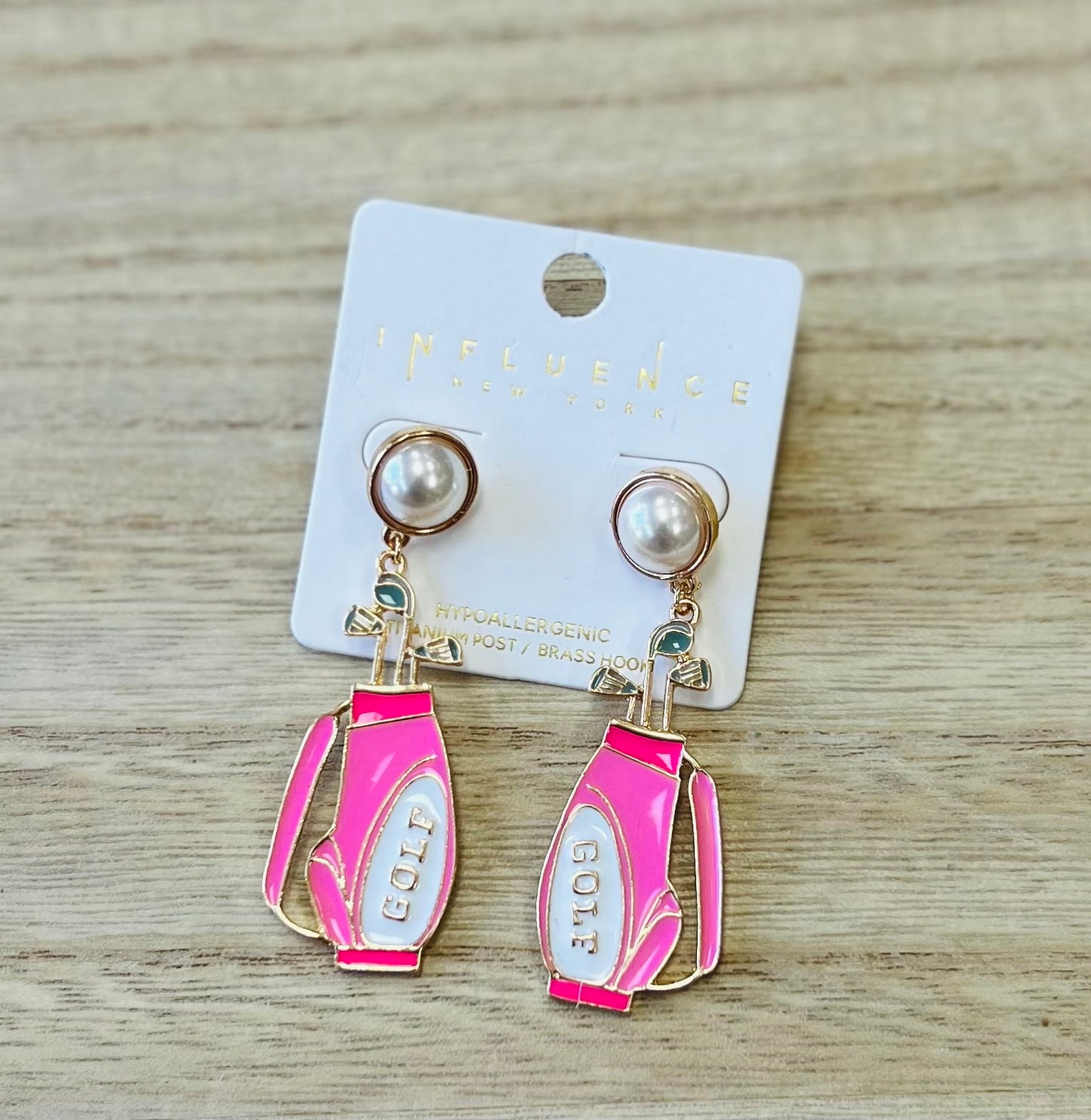 Golf Bag Pearl Drop Earrings