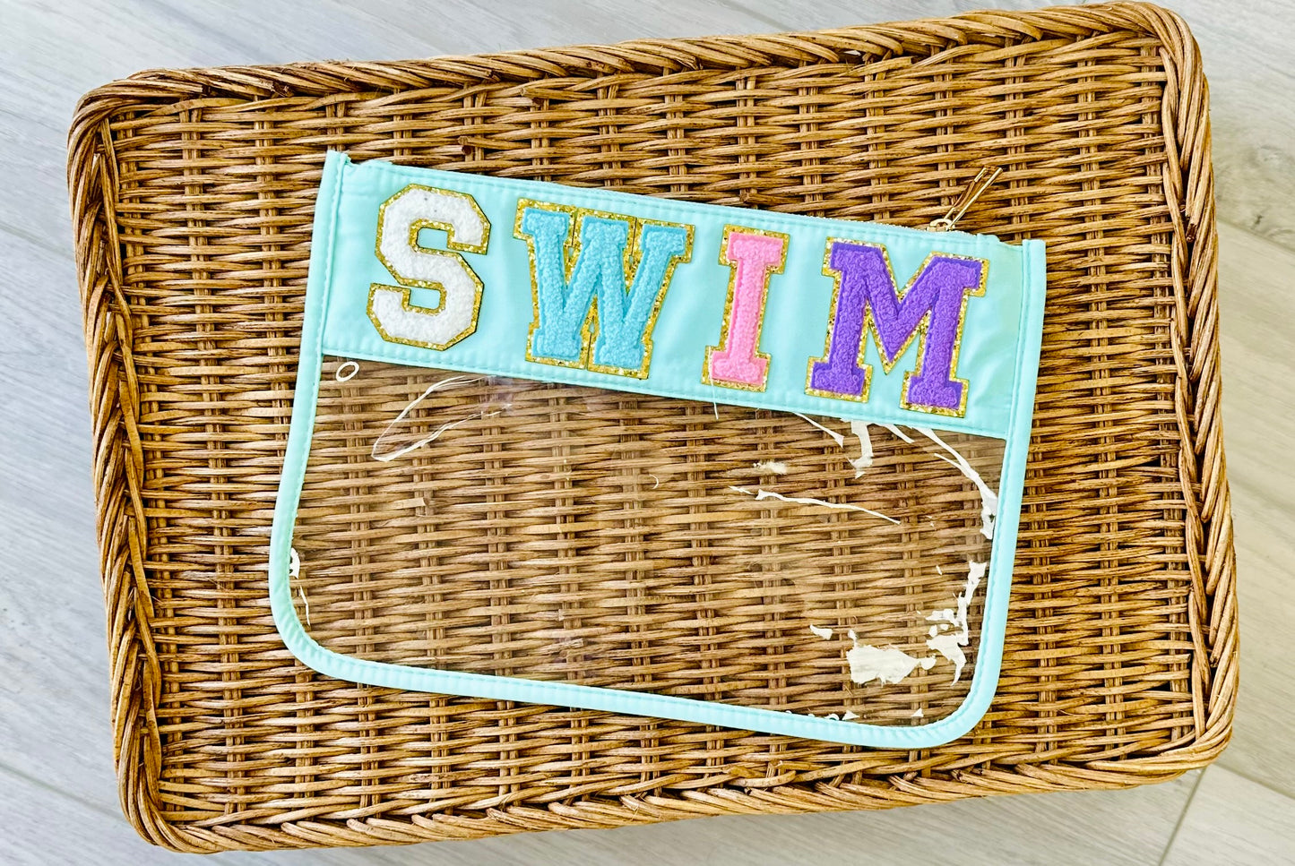 SWIM Chenille Letter Clear Pouch