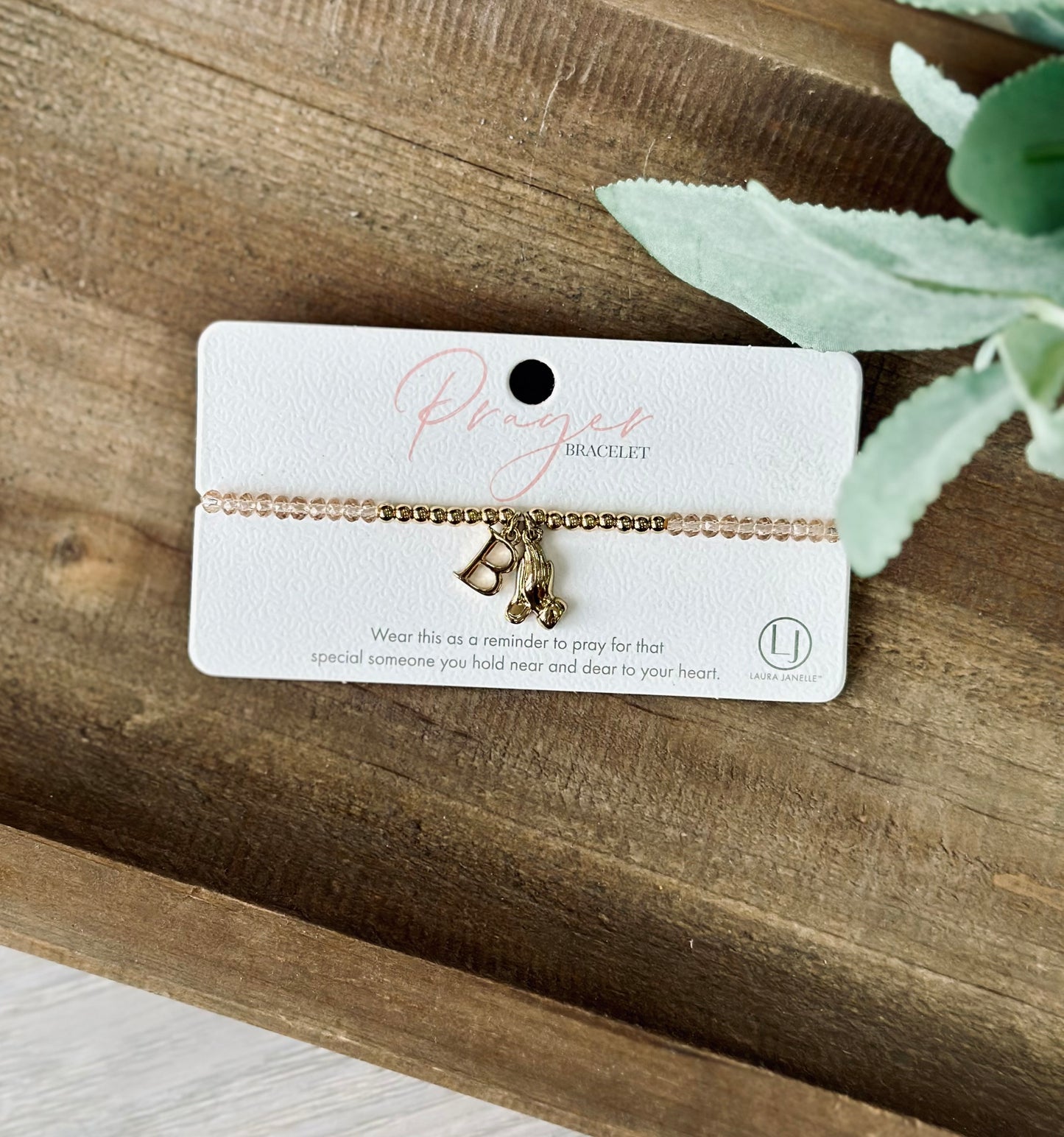 Laura Janelle Gold Prayer Initial Bracelet