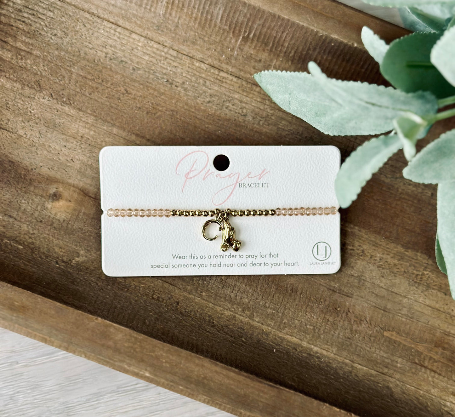 Laura Janelle Gold Prayer Initial Bracelet