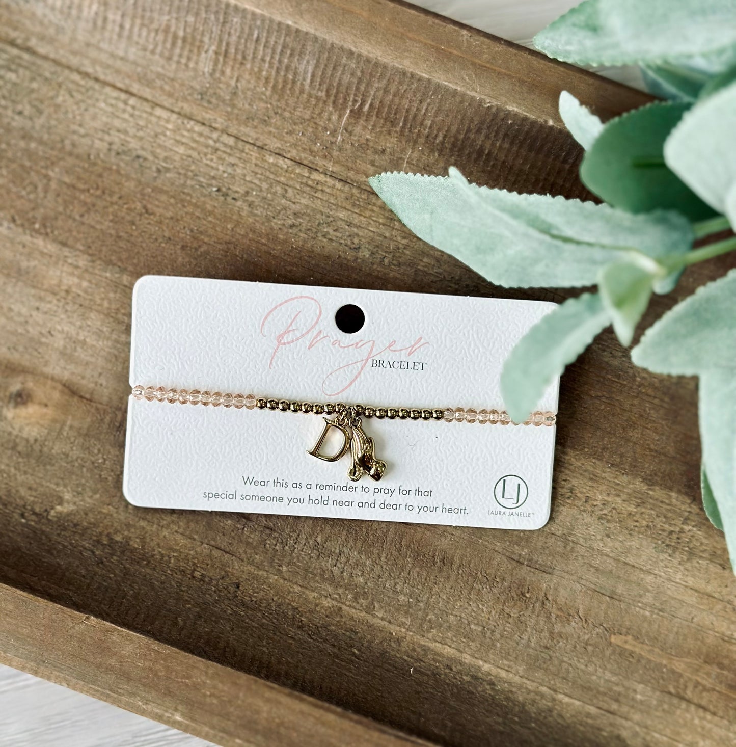 Laura Janelle Gold Prayer Initial Bracelet
