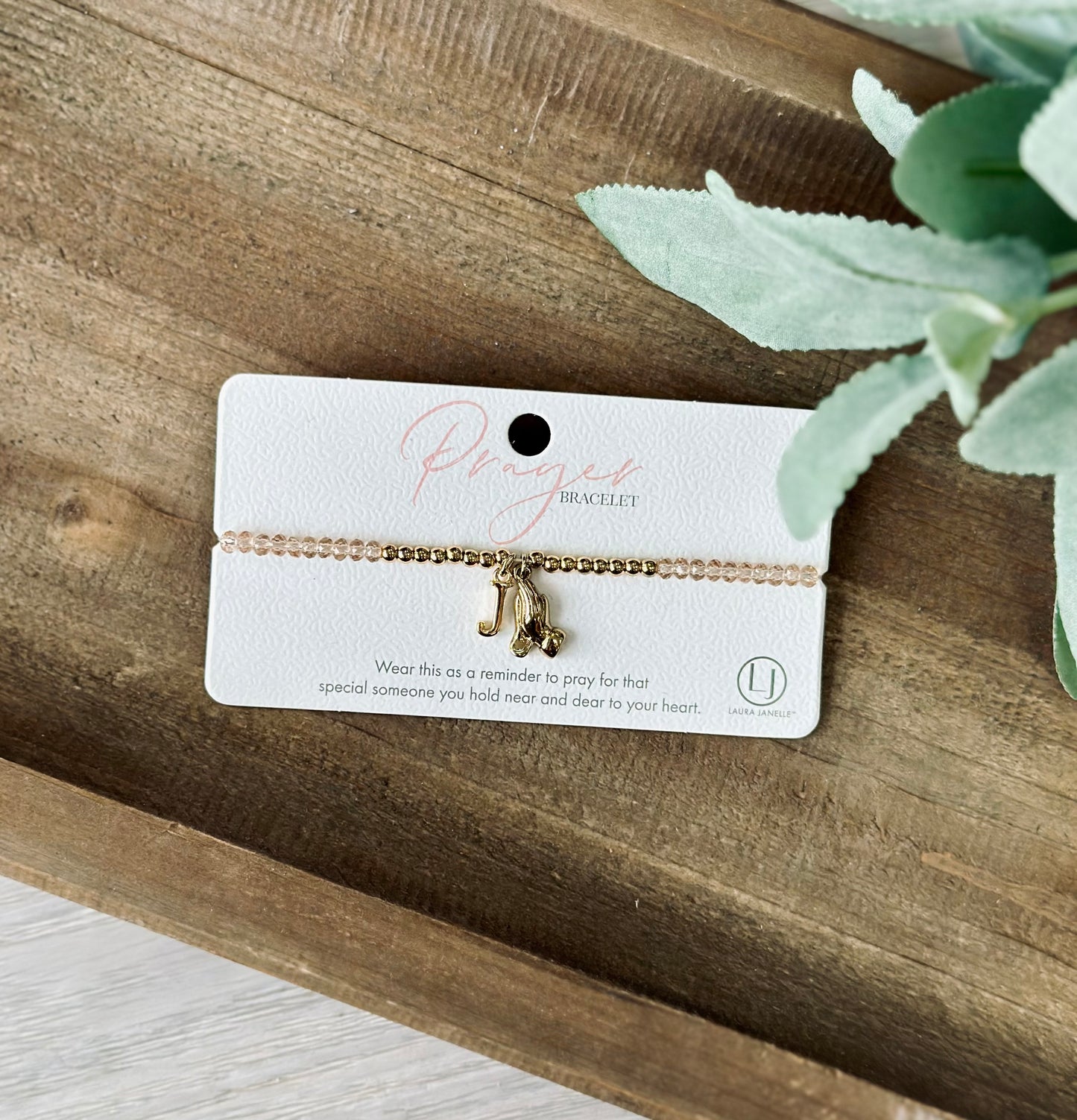 Laura Janelle Gold Prayer Initial Bracelet