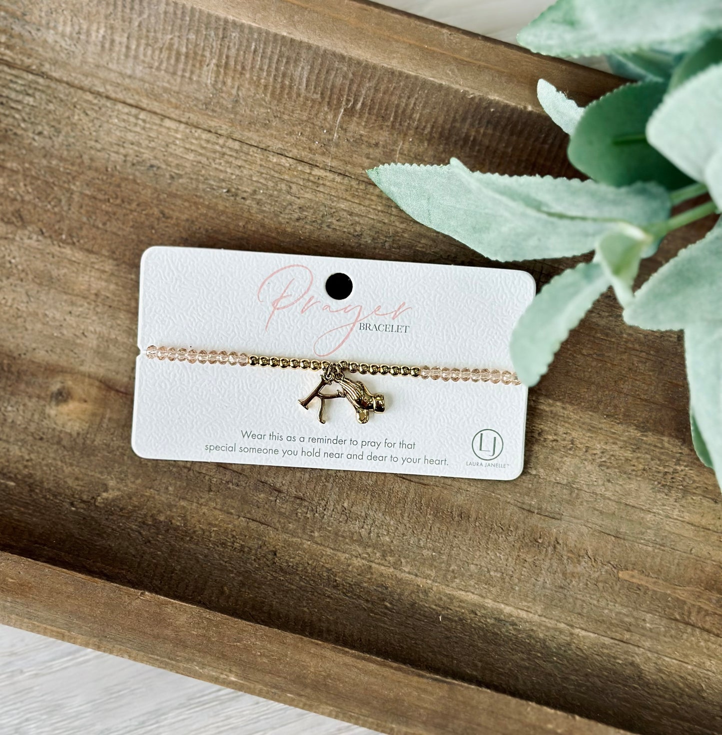 Laura Janelle Gold Prayer Initial Bracelet