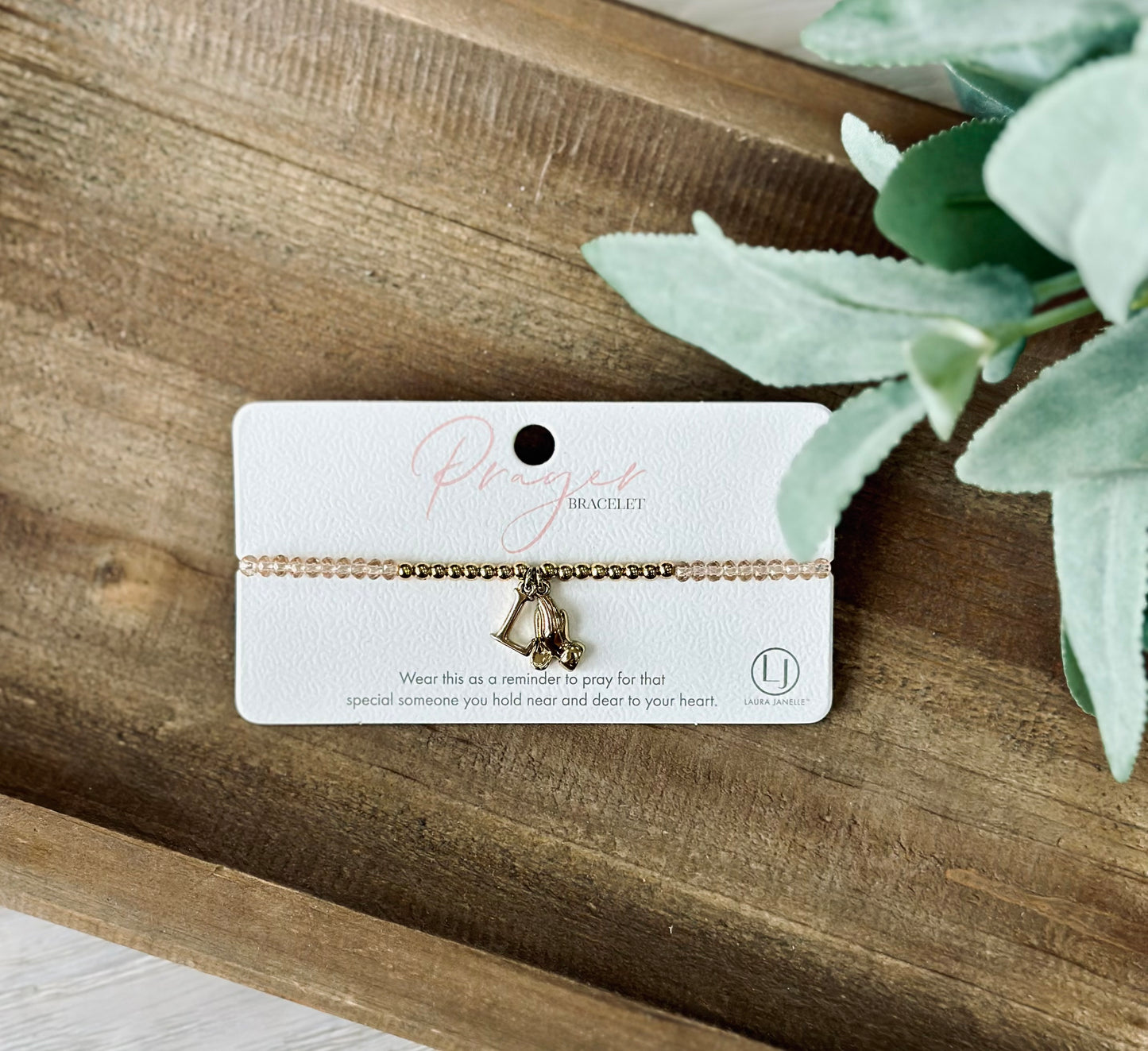 Laura Janelle Gold Prayer Initial Bracelet