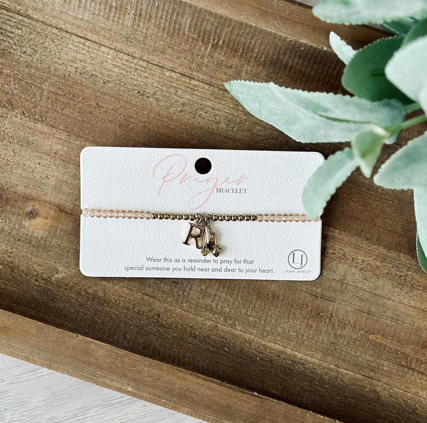 Laura Janelle Gold Prayer Initial Bracelet